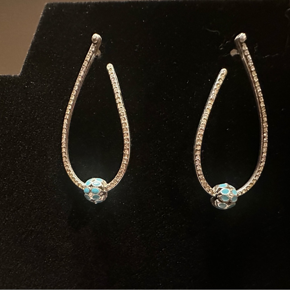 Brighton Silver Earrings with Blue Accents